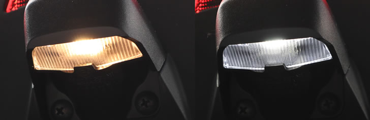 Xフォース（SG79J）LEDライセンスプレートランプ比較