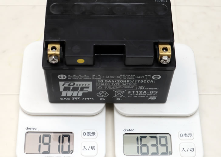 GSX-S1000(EK1AA)純正バッテリー重量